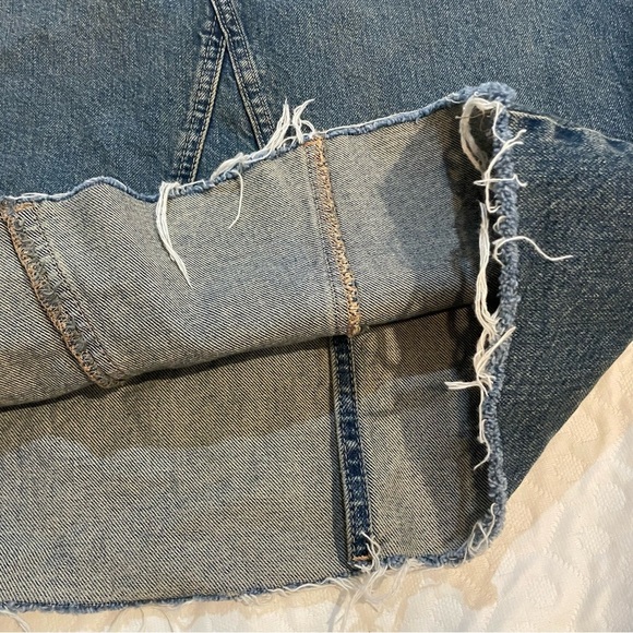 Cotton:On Denim Maxi Shirt Low Waisted Raw Hem Size 2 Boho Cowgirl Blue Jean - Picture 4 of 12